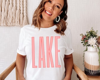 Tshirt LAKE, camicia estiva per le vacanze sul lago, maglietta da barca in barca in barca in cima al lago, amore per il lago al lago, su una maglietta da barca