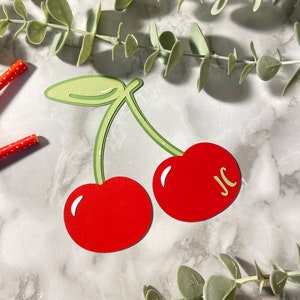 Tarjetas Cherry Place - Personalizables - Decoración de fiesta de verano - Tarjetas de lugar de papel - Despedida de soltera - Tema de frutas