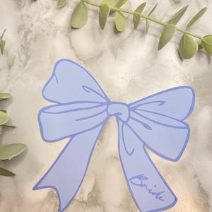 Tarjetas de lugar con lazo azul - Personalizables - Decoración para despedidas de soltera - Tarjetas de lugar de papel coquetas - Despedida de soltera - Tarjetas de lugar para fiestas