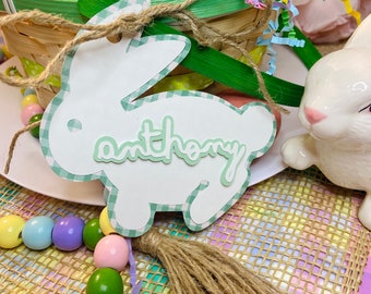 Green Bunny Rabbit Easter Place Cards - Easter Basket Tags - Name Tags - Party Planning - Easter Decor