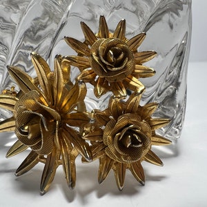 Vintage Golden Flower Brooch Signed Brooks