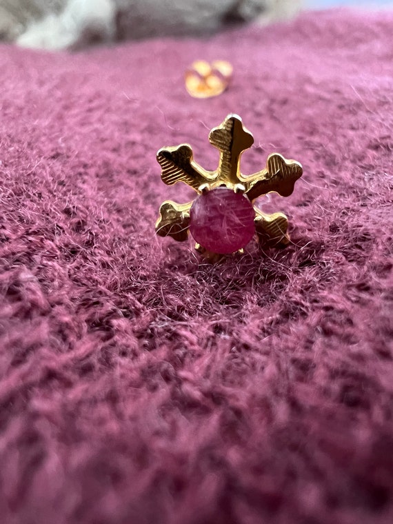 Ruby Snowflake Starburst Earrings Marked 14K On P… - image 7
