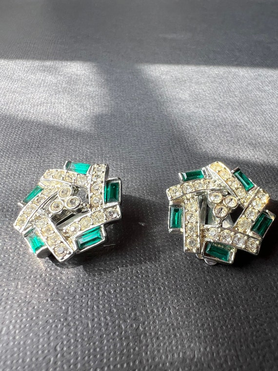 Vintage Sara Coventry Art Deco Clip On Earrings