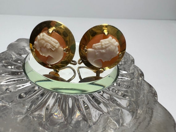 Old Gold-Filled Cameo Earrings - image 3