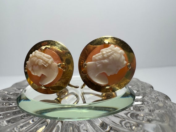 Old Gold-Filled Cameo Earrings - image 1