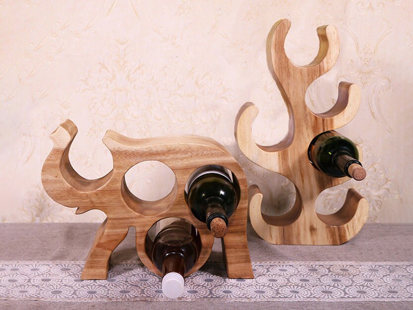 Pompotops Wine Holder Solid Wood Creative Red Wine Rack Ornaments Simple  Wine Display Rack Wine Bottle Shelf