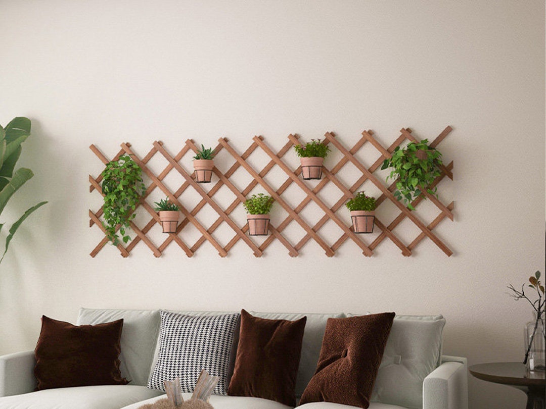 Wooden Lattice Wall Planter Thick Expandable Plant Climb Hanging Frame ...