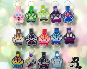 Pride Paw Keychain | Embroidered Vinyl Keychain | LGBTQ Pride Accessory | Furry Pride | Custom Flag Keychain