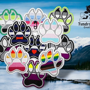 Furry Pride Paw-Shaped Sew-On Patches - 4 inch - Multiple flag options