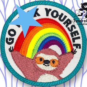 GFY Sloth Embroidered Sew-On Patch