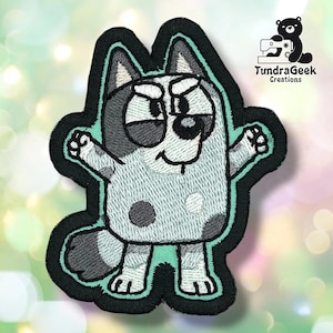 Grey Heeler Pup Patch | Mischievous Puppy Design | Embroidered Sew-On | Alaska Made