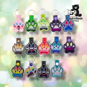 Pride Paw Keychain | Embroidered Vinyl Keychain | LGBTQ Pride Accessory | Furry Pride | Custom Flag Keychain