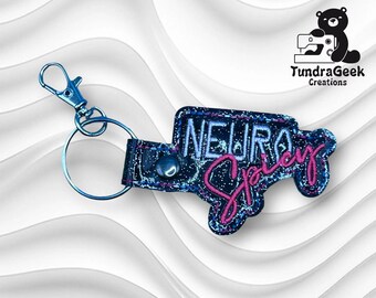 NeuroSpicy Keychain: Glitter Black Vinyl, Neurodivergent Pride