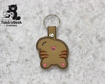 Cat Butt Embroidered Vinyl Keychain