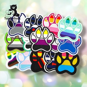 Toppa con zampa dell'orgoglio / Toppa ricamata da cucire / Toppa LGBTQ Pride / Orgoglio peloso / Supporto termoadesivo