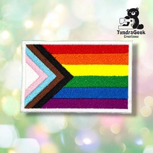 Progress Pride Rectangular Patch | Embroidered Sew-On | LGBTQ Pride Gift | Alaska Made