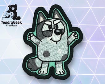 Grå Heeler Pup Broderad Sy-On Patch