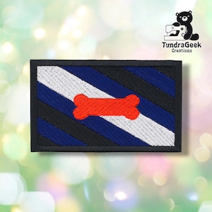Parche con la bandera del orgullo canino / Parche bordado para coser / Accesorio para juegos caninos / Artículos del orgullo canino / Reverso termoadhesivo