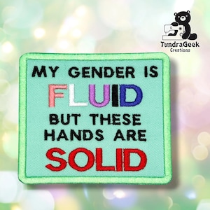 Gender Fluid Hands Solid Patch | Genderfluid Pride Statement | Geborduurd om op te naaien | Gemaakt in Alaska