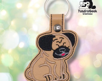 Pug Keychain | Embroidered Faux Leather | Pug Lover Gift | Dog Breed Gift | Handmade Keychain | Alaska Made