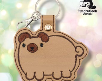 Chubby Pug Keychain | Embroidered Vinyl Keychain | Pug Gift | Cute Dog Keychain | Dog Lover Accessory