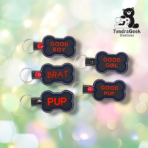 Pup Bone Keychain | Embroidered Vinyl Keychain | Pup Play Accessory | Pup Pride Gear | Dog Bone Keychain
