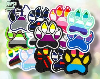 Pride Paw Patch | Embroidered Sew-On Patch | LGBTQ Pride Patch | Furry Pride | Iron-On Backing