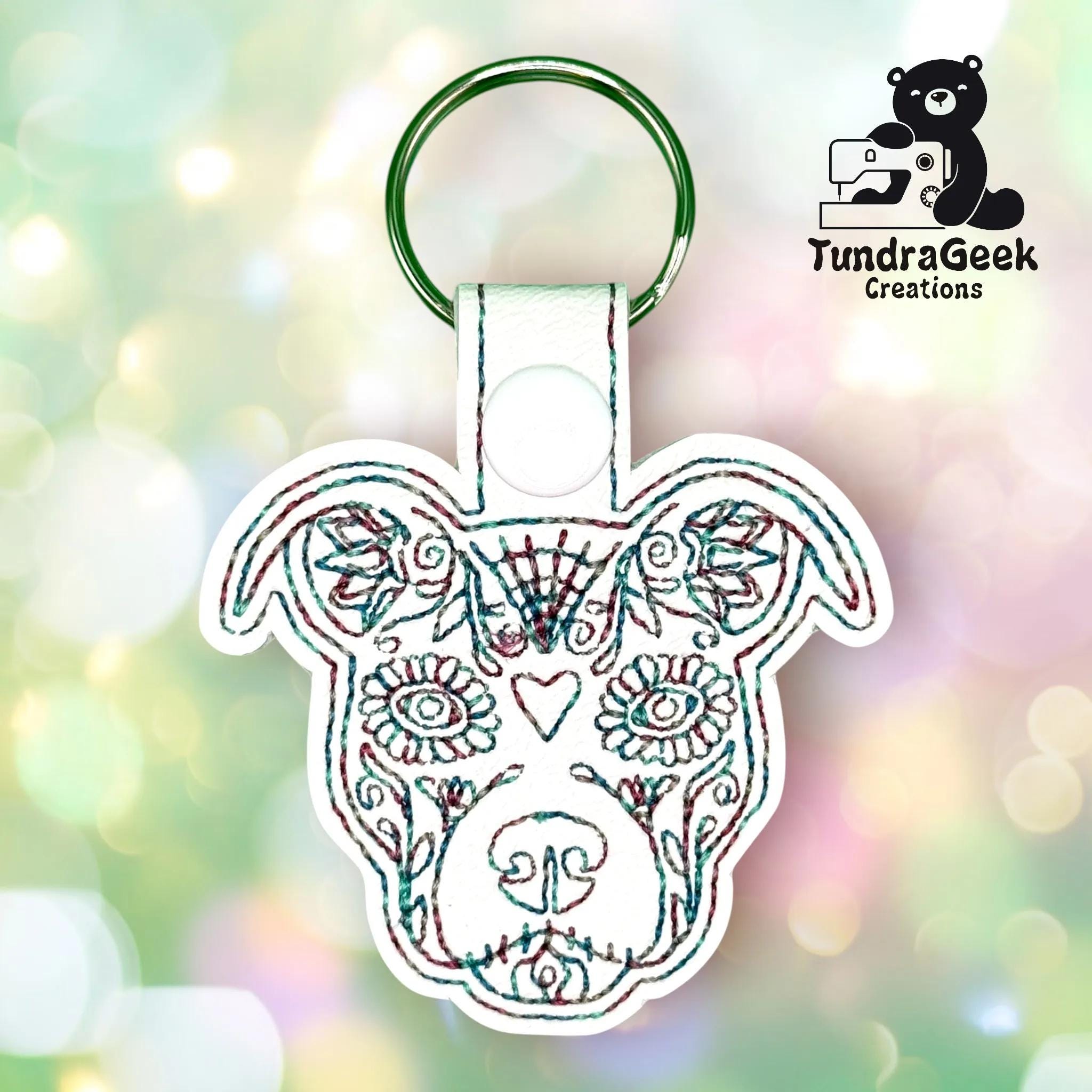 Embroidery Pit Bull Keychain - Etsy