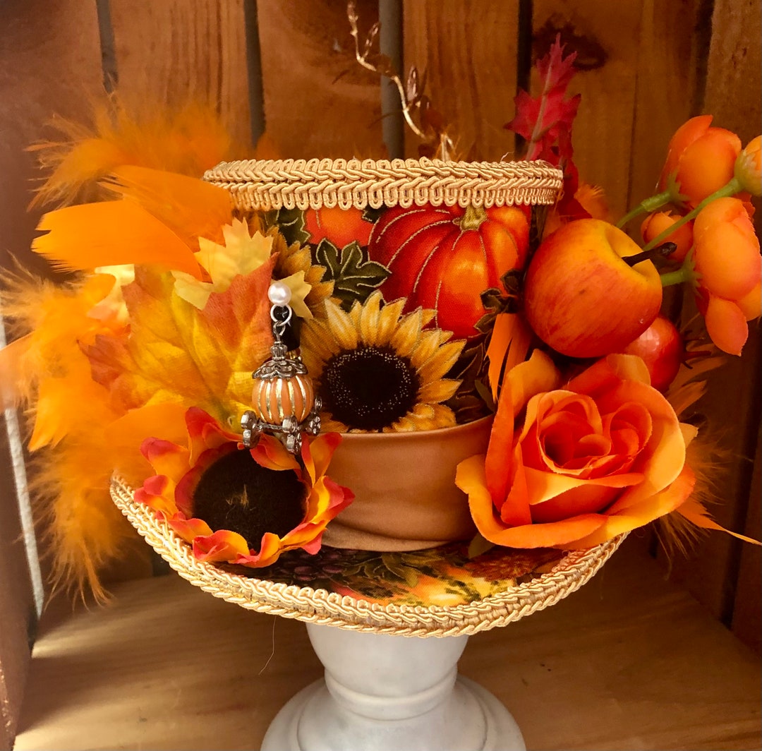 Fall Tea Hat Pumpkins Tea Party Hat Derby Hat Party Hat Etsy