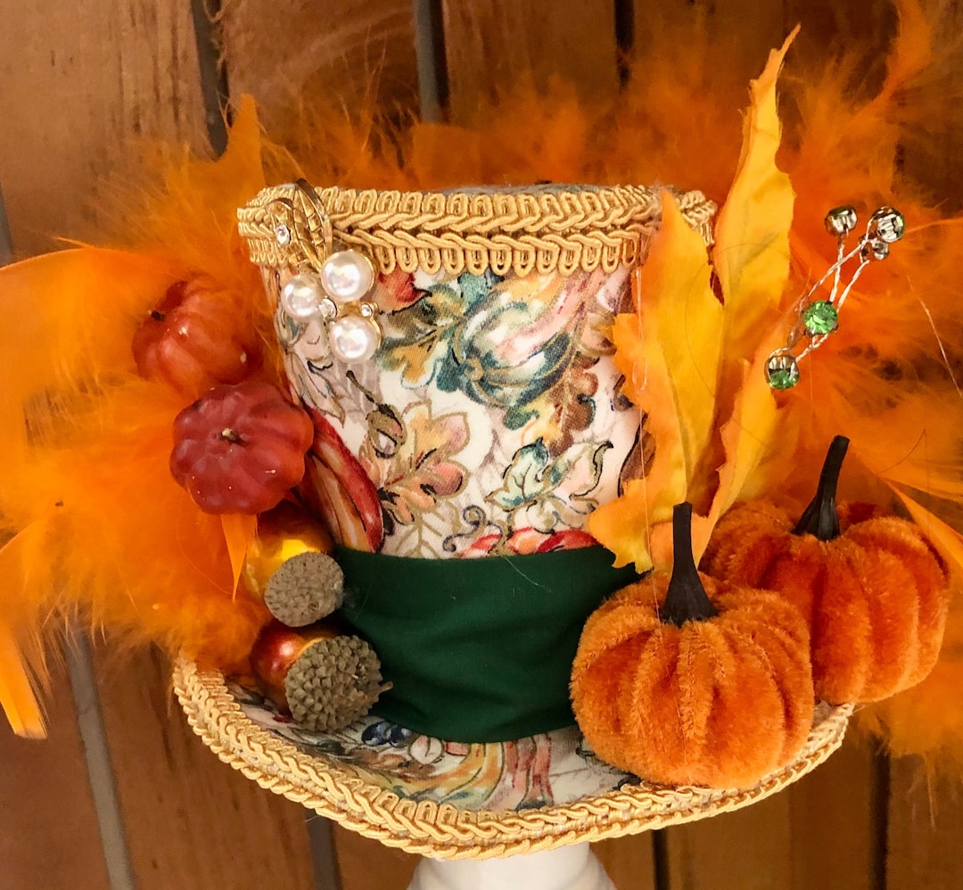 Fall Tea Hat, Pumpkins Tea Party Hat, Derby Hat, Party Hat, Garden Hat