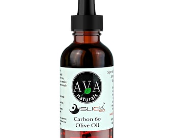 SLICK60: 99.9%  Carbon 60 (C60, Fullerene) in Organic EV Olive Oil  | Slick60 [100ml 3.38oz]