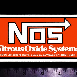 NOS Nitrous Oxide Systems - Cypress, CA. - Original Vintage 1980&#39;s Racing Decal/Sticker NHRA Nascar Hot Rod Muscle Car