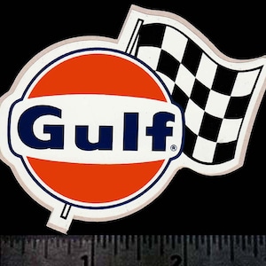GULF Oil Company Flag - Original Vintage 1960&#39;s 70&#39;s Racing Decal/Sticker