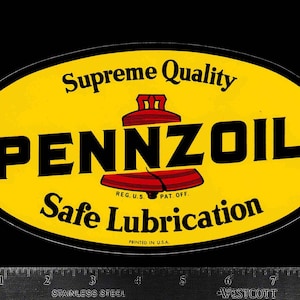 PENNZOIL - Original Vintage 1960&#39;s 70&#39;s Racing Decal/Sticker - 8.50 inch size - NASCAR NHRA Indy 500 Hot Rod