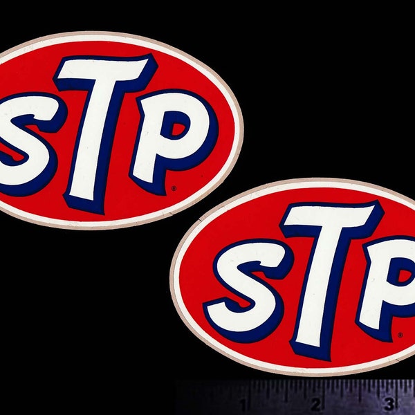 STP - Set of 2 Original Vintage 1960's 70's Racing Decals/Stickers - 3 7/8 Inch Size