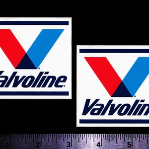 VALVOLINE Motor Oil - Set of 2 Original Vintage 1980&#39;s Racing Decals/Stickers - 3 Inch size - NASCAR NHRA Indy 500 Hot Rod