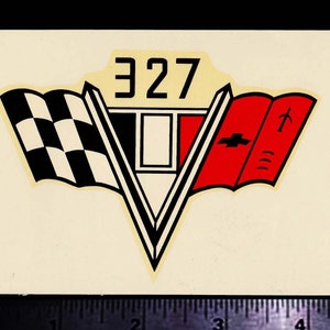 327 Chevy V8 Engine - Original Vintage 1960&#39;s Racing Water Slide Decal Corvette Camaro