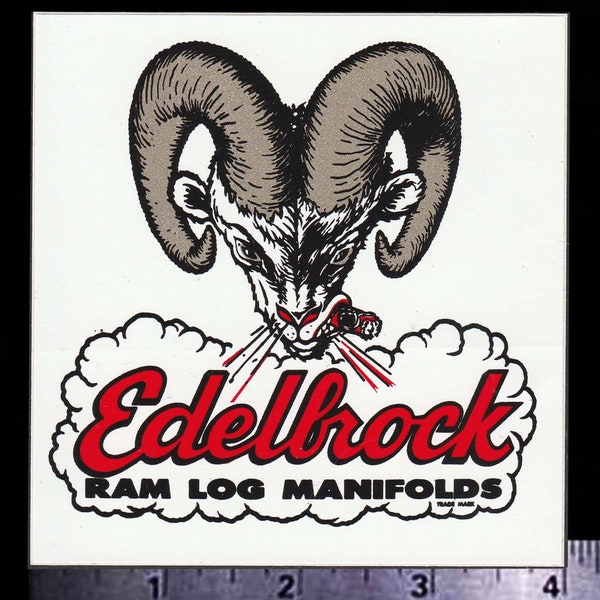 EDELBROCK Ram Log Manifolds - Original Vintage 1960’s 70's Racing Decal/Sticker