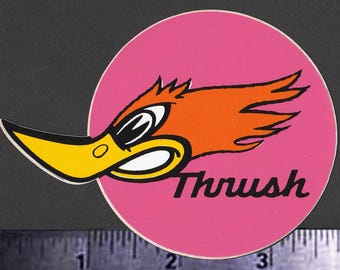 THRUSH Glasspack Mufflers - Original Vintage 1970&#39;s Racing Decal/Sticker - Hot Rod Muscle Car Nascar NHRA Indy 500 Garage Tool Box