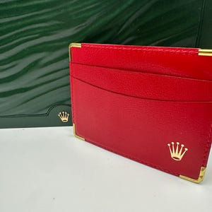 Ladies Red Leather Rolex Card Holder
