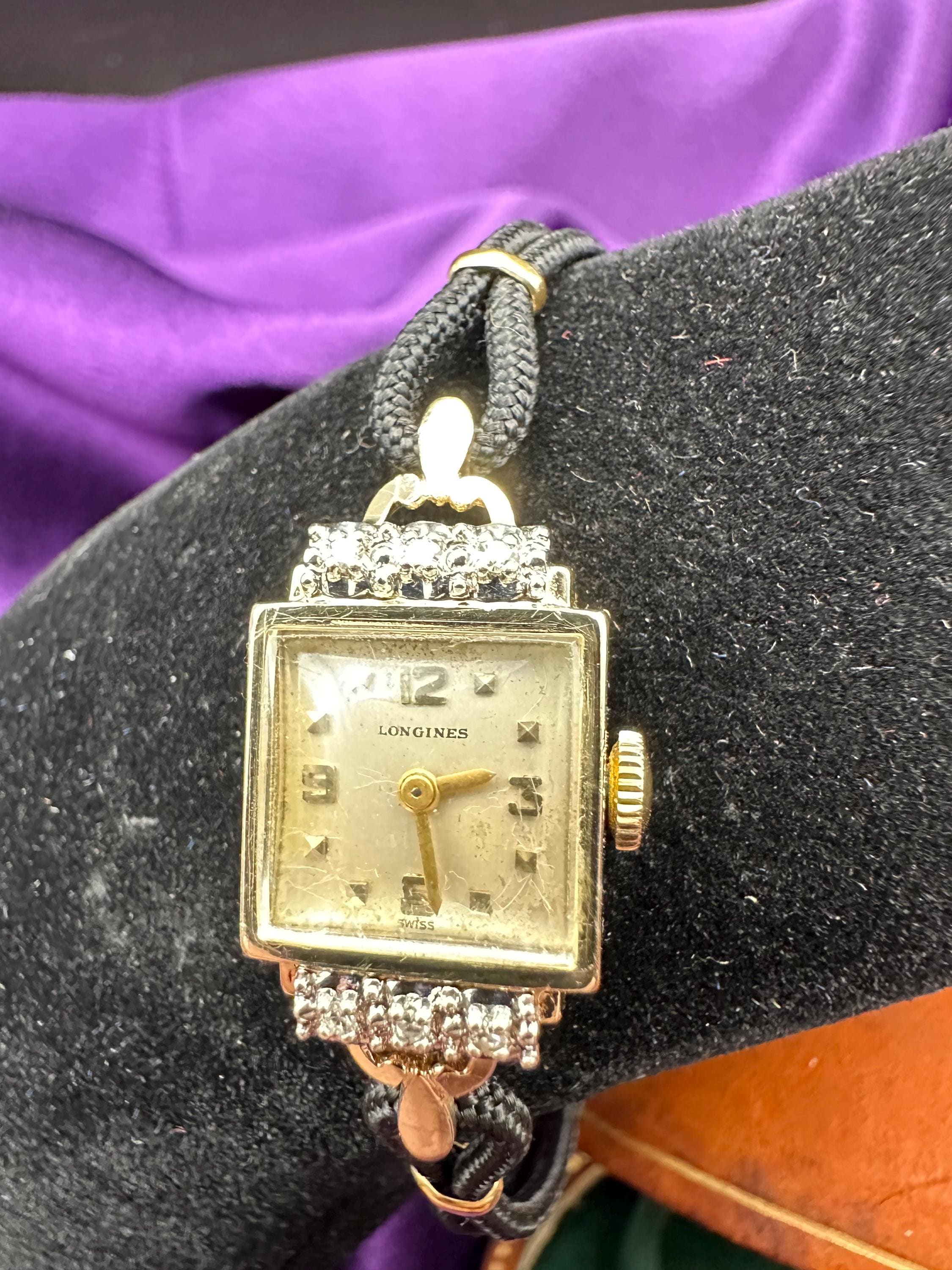 Beautiful Vintage Forem womens watch with Simulated Diamonds and gold strap Authentic Van Cleef & Arpels Watch with Factory Diamonds  main image 2