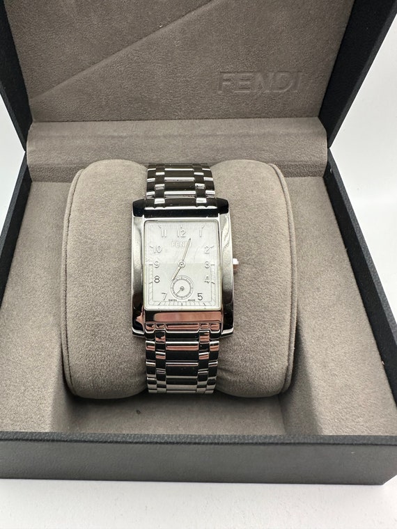 Fendi Silver Rectangular Watch Fendi Run Away Rectangle Bracelet Watch, 22.5mm x 32mm  main image 4