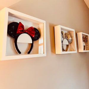 Disney Ears Glass Display, Minnie Ears wall holder, Disney Decor, Mickey Minnie Ears Frame