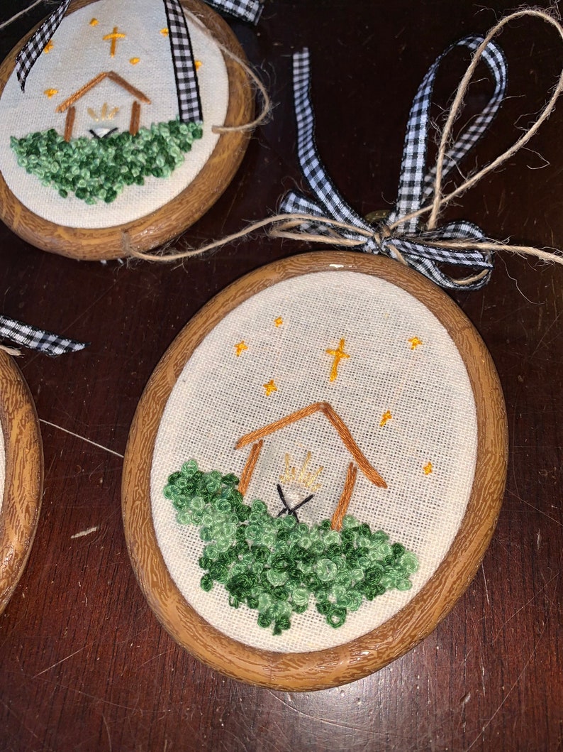 Nativity Embroidered Ornament Etsy