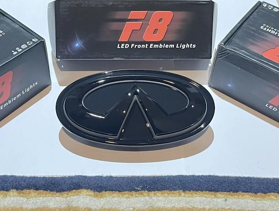Q50 LED Emblem - 2014-2024 Infiniti Q50 White LED Emblems In Gloss Black, Silver Chrome And The Option Of Adding Carbon Fiber Pieces - Foto 8
