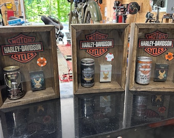 Rustic Harley Davidson Collectibles Shadow Box
