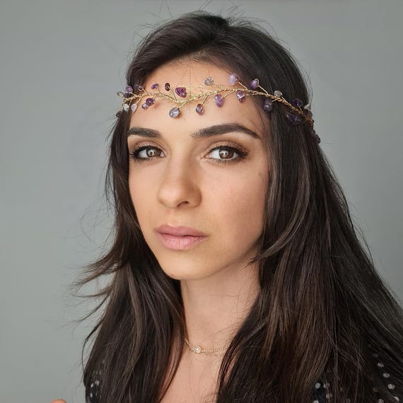 Handmade Rose Quartz & Aventurine Crystal Crown: Elven  display picture 3