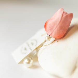 Pink Tulip flower brooch pin | Gift for mother For daughter Elegant brooch Gift for her Romantic brooch for women