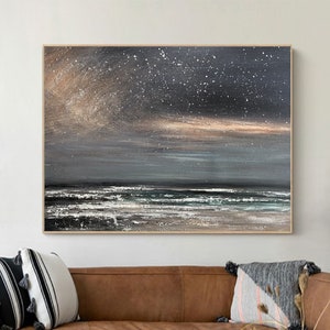 Large Starry Sky Painting Original Sky Abstract Painting Large Sea Oil ...