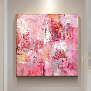 Large Pink Abstract Art Pink Textured Painting Original Pink Wall Art Pink Abstract Painting Pink Canvas Art Modern Multicolor Painting